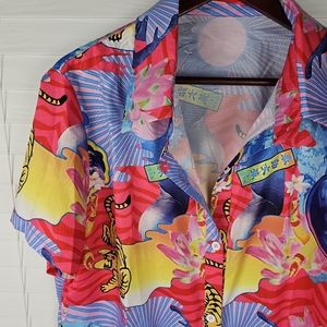 SHEIN Button Down Colorful Shirt